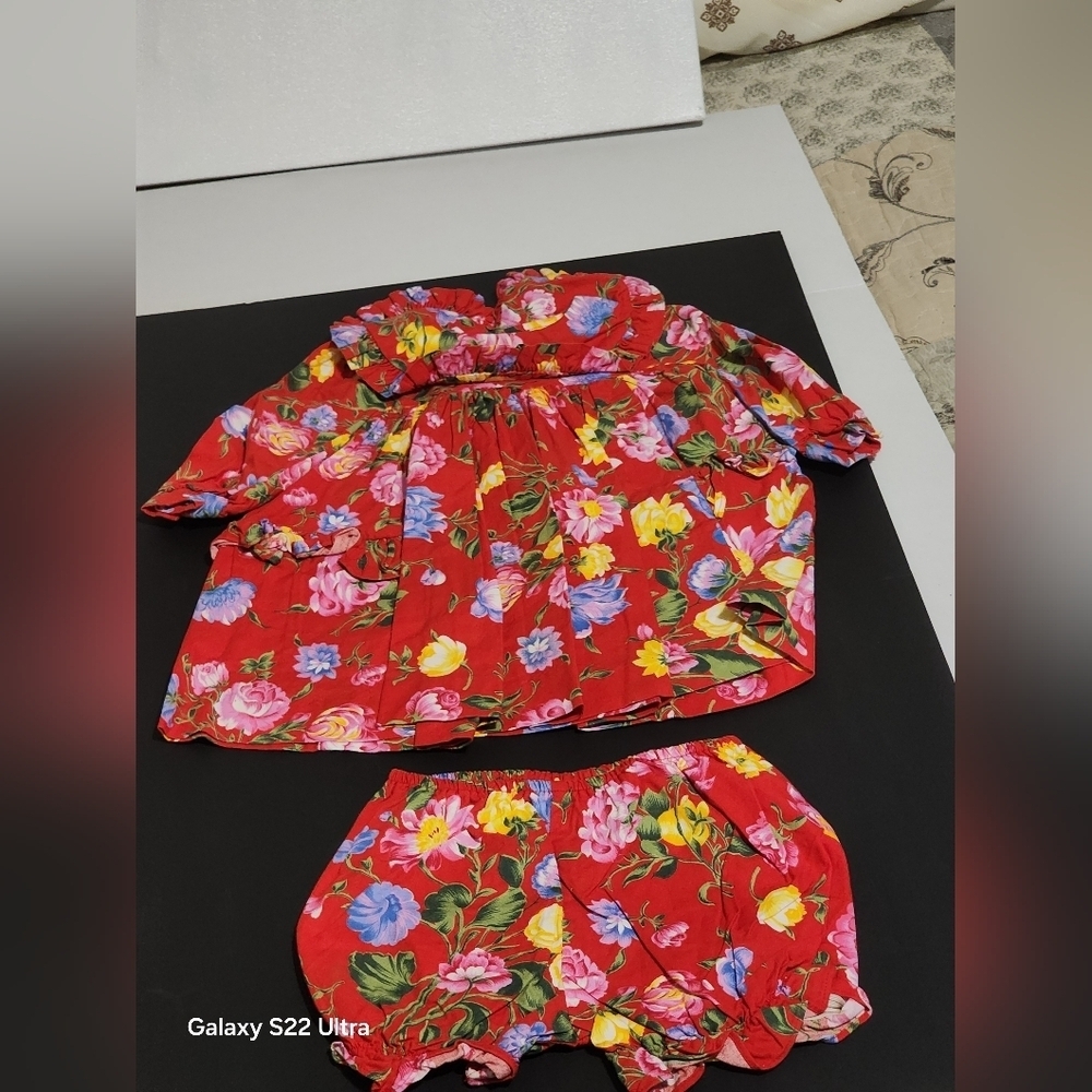 Red Floral Baby Outfit